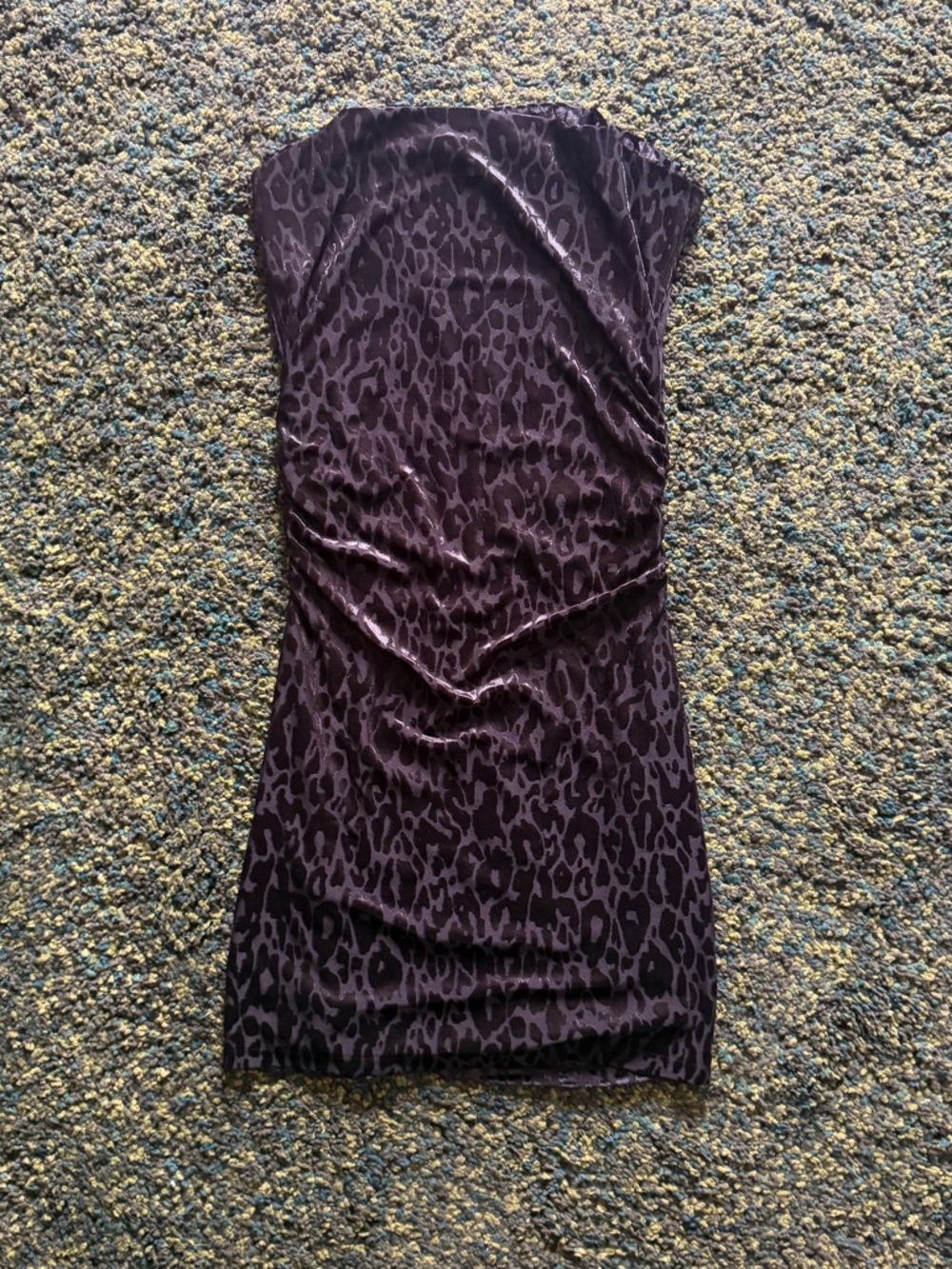 Mango Black Velvet Leopard Print Mini Dress